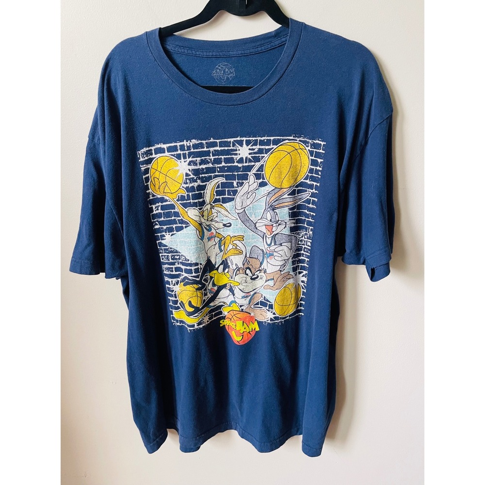 Space Jam Mens 2XL Navy Blue Graphic Shirt Tune Squad Bugs Bunny Daffy Duck Tee